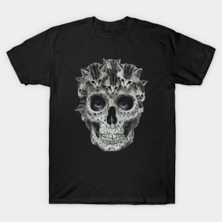 Cat Skull Cute Kitties Skull Design Creepy Kitty Skeleton T-Shirt